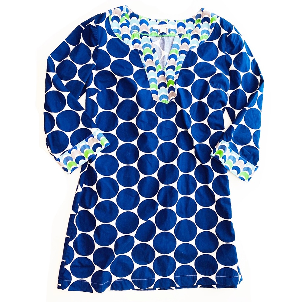 Boden Blue Polka Dot Tunic Swift Dress 3/4 Sleeve